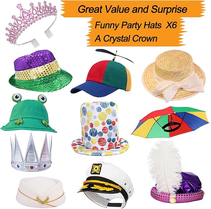 Bulk Large Premium Photo Booth Props Set for Adult Teens, Funny Hats and Large Glasses, Crystal Crown, Inflatable, Card Cutout Props, Photo Booth Prop for All Occasions