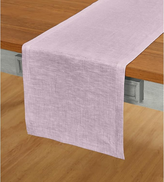 Solino Home Linen Table Runner 72 Inches Long - Athena, 100% Pure Linen Chambray Lavender Table Runner 14 x 72 Inch for Dining, Spring, Summer, Mothers Day