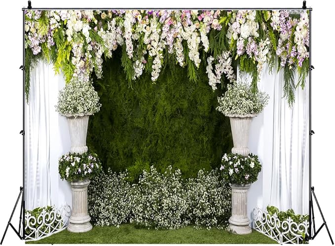 10x8ft Wedding Backdrop Beautiful Flowers Photograph Backgrounds for Ceremony Bridal Shower Party Scene Engagement Dinner Decoration Banner Photo Booth Studio Props