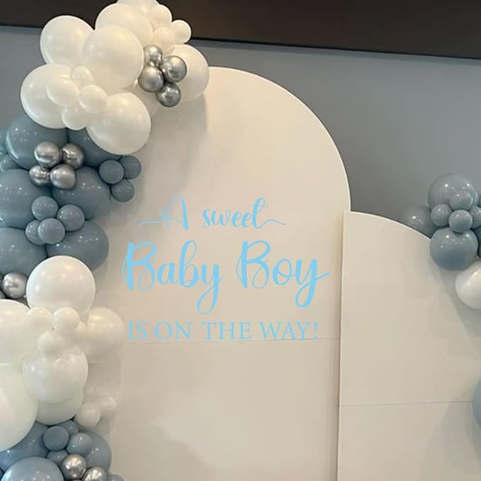 Sweet Baby Boy Sign Decal for Baby Shower Decorations | Gender Reveal Sign Decal, Baby Shower Party Decal Sign for Party, Balloon Arch, Backdrop, Room...