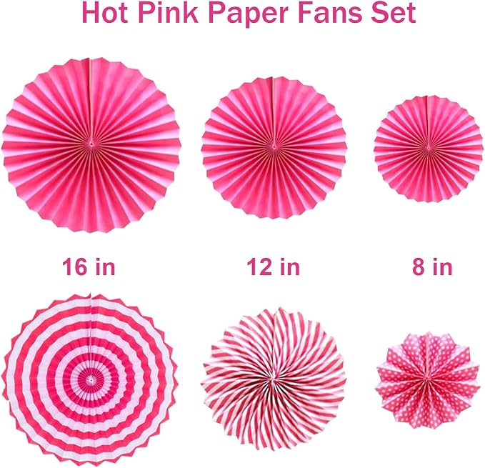 Hotpink Party Decorations Pink Girls Paper Fan Birthday Baby Shower Tissue Pom Poms Streamers Bachelorette Party Supplies Tassel Garland Banner Wedding Decor