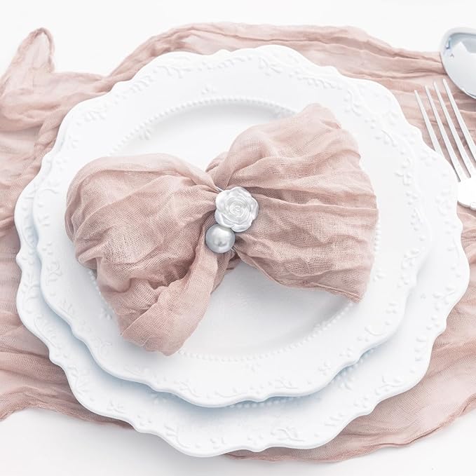 100 Pack Dusty Pink Cloth Napkins 21x21 Inches Dusty Pink Cheesecloth Napkins Set of 100 Washable Dinner Table Napkins for Wedding Bridal Baby Shower Party Rustic Boho Cotton Gauze Party Table Decor