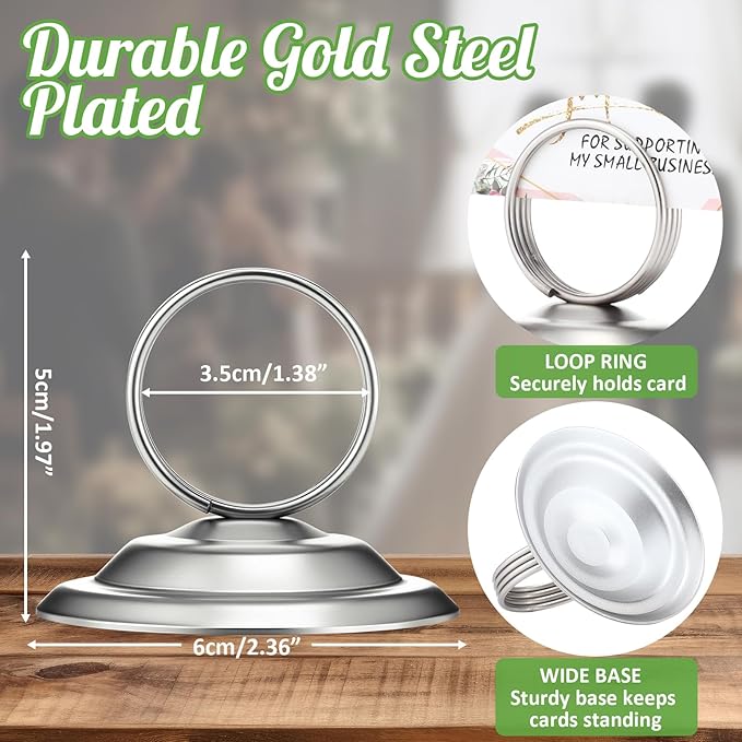 MotiMind 24 Pcs Table Number Holders-Metal Place Card Holders Table Number Stands Tabletop Sign Stands for Photos, Menu, Memo, Notes, Wedding, Restaurant, Banquet, Birthday(Matte Silver)