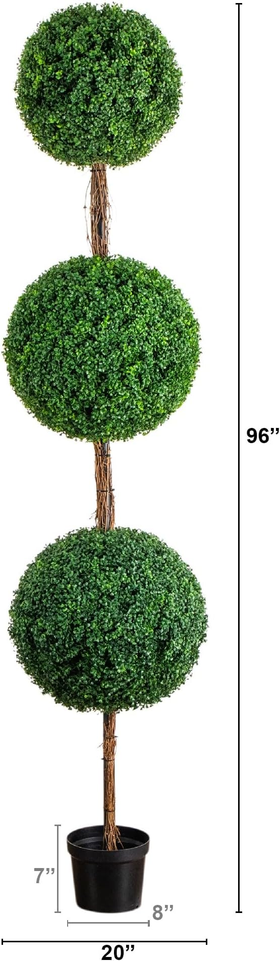Nearly Natural 8ft UV Resistant Artificial Triple Ball Boxwood Topiary Tree Indoor/Outdoor