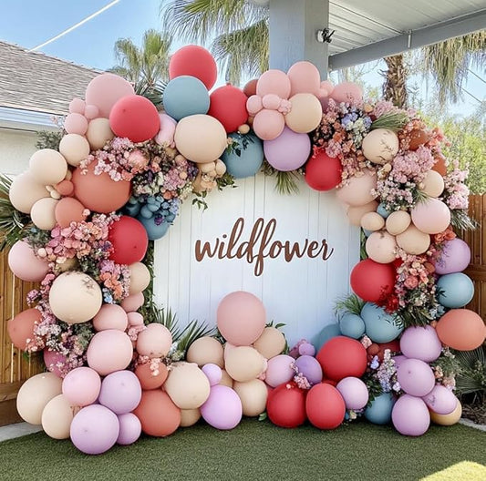 Pastel Balloon Garland Double Stuffed Dusty Pink Blue Cream Balloon Light Purple Pink Nude Latex Balloons Arch Kit for Wild Flower Gender Reveal Baby Shower Tea Birthday Decorations