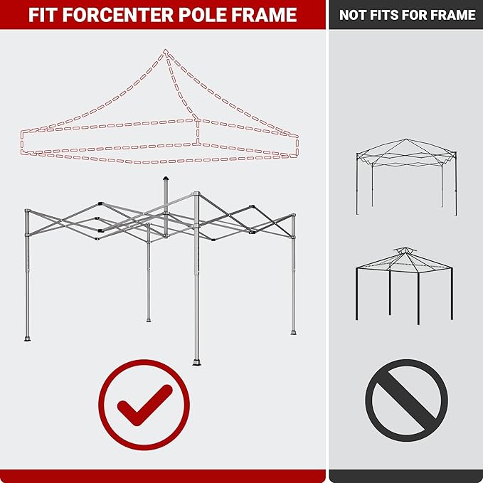 10x10ft Replacement Canopy Top-Heavy-Duty 500D 2500mm Waterproof & UPF 50+ UV Tent Cover with 8 Drainage Holes,Reinforced Straps for Camping,Trade Shows(Frame Not Included-White)