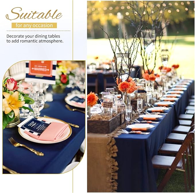 4 Pack Navy Blue Tablecloths for 6 Foot Rectangle Tables 60 x 102 Inch Table Cloth Rectangle Table Clothes Wrinkle Resistant Washable Polyester Table Cover for Wedding Reception Banquet Party Buffet