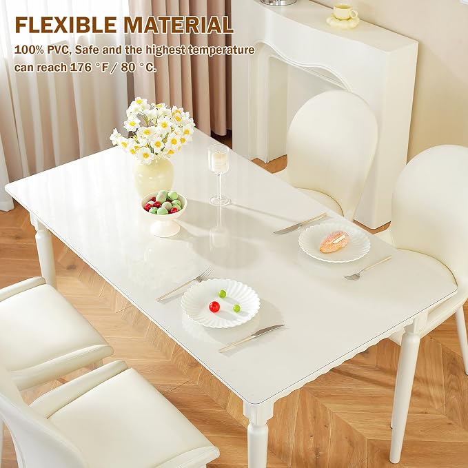 Royhom Clear Table Protector 16 x 60 Inch - 1.5mm Thick Plastic Table Cover, Clear Table Cover Protector Rectangle, Waterproof PVC Desk Mat for Coffee Table, Writing Desk, Dining Room, Dresser