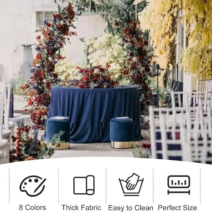 4 Pack Round Tablecloth 90 Inch Polyester Navy Blue Washable Fabric Table Covers for Wedding Dining Table Buffet Parties Banquet Decoration（Navy Blue）
