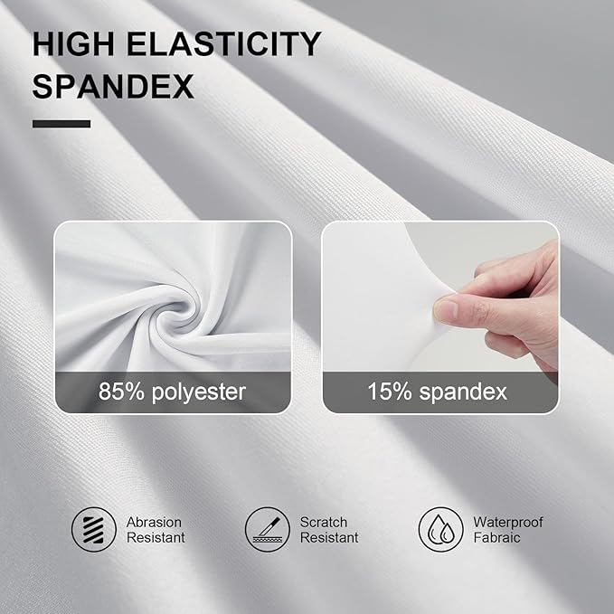 Trlyc 12 Pcs Spandex Chair Covers for Dining Chairs Stretch Polyester Dining Chairs Slipcovers for Wedding Party Decor Banquet Flat-Front Chair Cover (White)