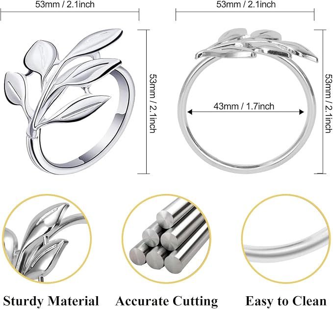 Set of 100 Leaf Napkin Rings Metal Silver Leaf Napkin Ring, Napkin Rings Bulk Dinner Banquet Serviette Decor, Dining Table Setting for Thanksgiving Christmas Halloween Holiday Wedding Party