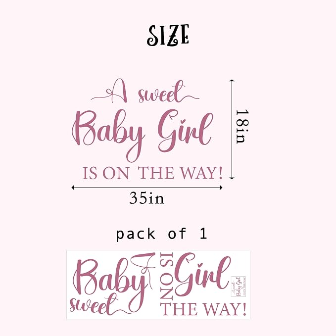 Sweet Baby Girl Sign Decal for Baby Shower Decorations | A Sweet Baby Girl is On The Way Gender Reveal Sign Sticker, Baby Shower Party Decal Sign for Party, Balloon Arch, Backdrop