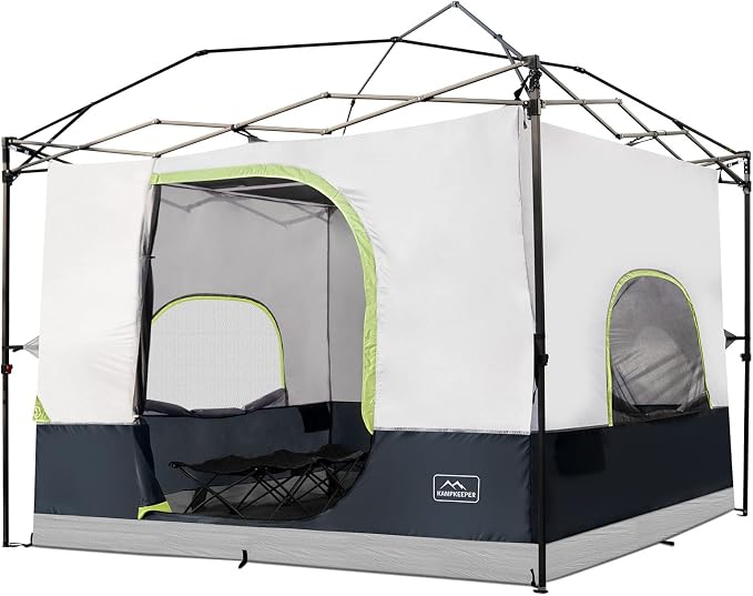 KAMPKEEPER Camping Inner Tent for Pop Up Canopy, Converts 10'x10' Straight Leg Canopy into Camping Tent–Fully Vented Roof(Top & Frame NOT Included) (Black, Classic)