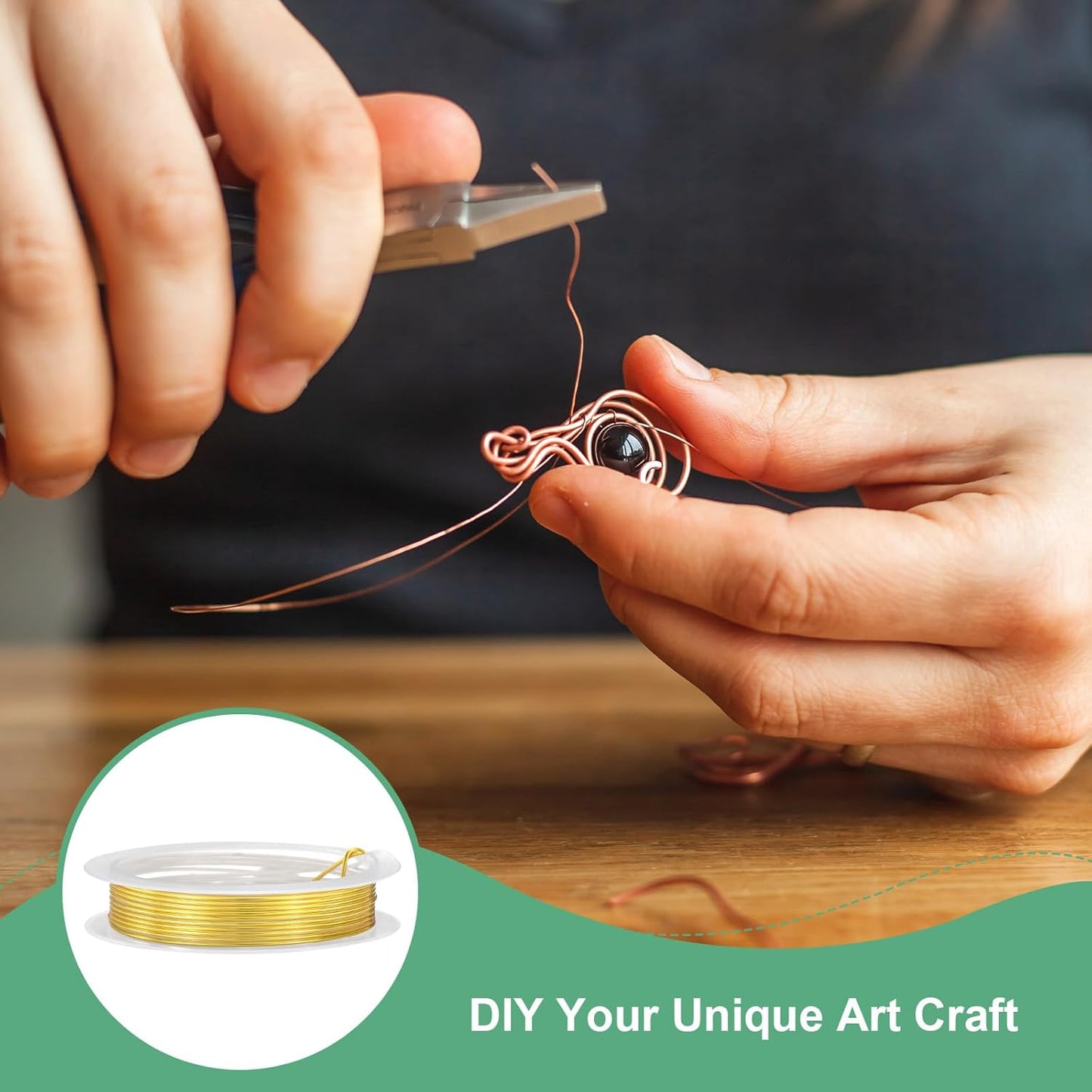 1 mm/18 Gauge Copper Wire for Jewelry Making, 5.2FT Copper Beading Craft Wire for Jewelry/Weaving/DIY Crafting/Planting, Color-Retaining [1.6M, Gold Tone]