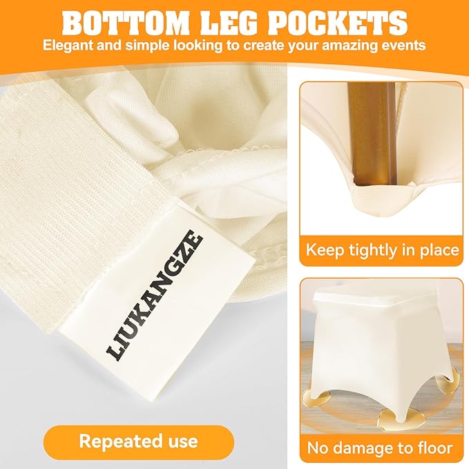 150 PCS Ivory Polyester Spandex Chair Covers - Stretch Slipcovers for Wedding, Party, Dining, Banquet - Flat-Front Chair Covers