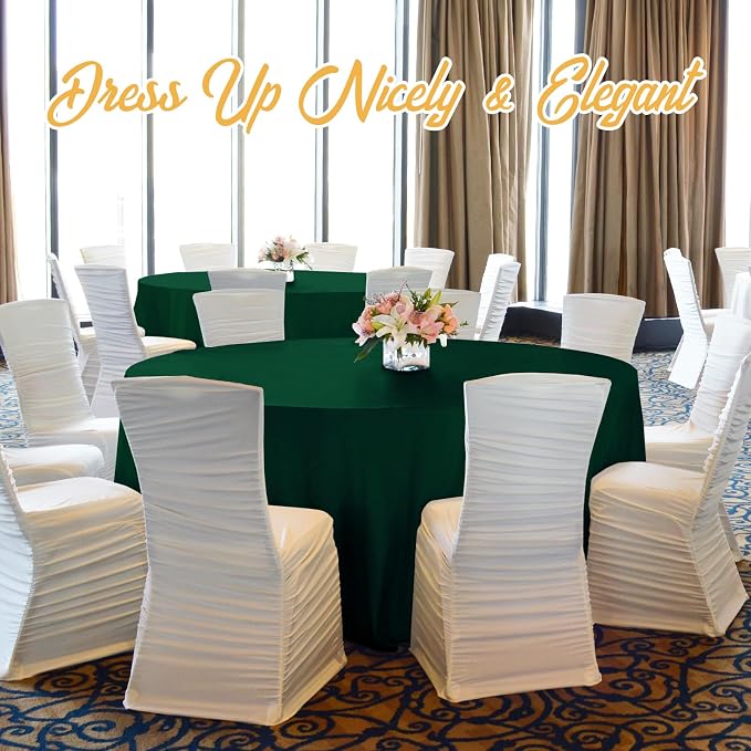 BRILLMAX 6 Pack Hunter Green Round Tablecloths 132 Inch for 72” Tables - 150 GSM Polyester Fabric, Floor Length Drop, Water, Stain & Wrinkle Resistant Cloth Cover for Wedding Reception Banquet Dining