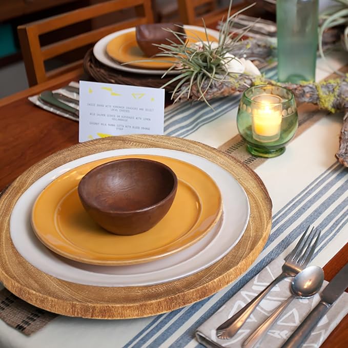 Nicunom 2 Pack Large Wood Slab Serving Board, 9"-10"/11"-12" Wood Cheese Server Round Board, Wooden Slices for Table Centerpieces