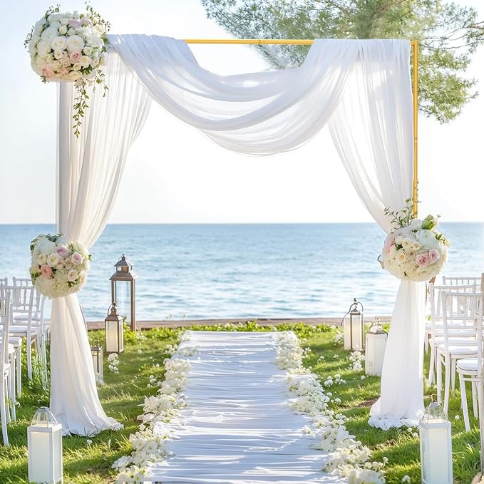 Backdrop Stand 6.6FT Wedding Arch Backdrop Stand Heavy Duty Gold Square Metal Balloon Arch Stand for Wedding, Birthday Party, Baby Shower Celebration Decorations