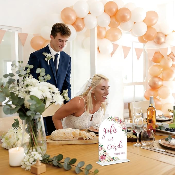 Acrylic Wedding Signs Decor - Arch Wedding Sign with Base, Wedding Decorations for Reception Romantic Wedding Anniversary and Event Decoration Scenarios 4.7 * 6.8 Inch(size:S1)
