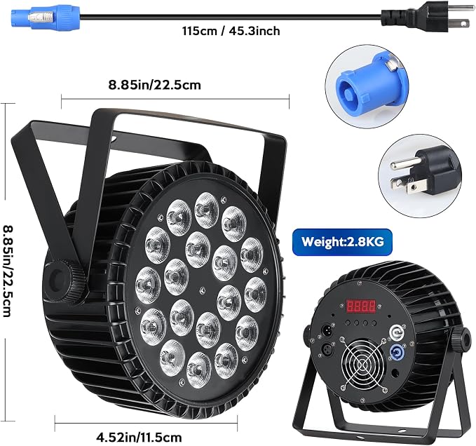 Stage Lights LED Par Lights，10X18W RGBW 4-in-1 LED DJ Par Can Light with Strobe/Wash Stage Effect by DMX512 & Sound Activated Uplighting for Events Wedding Parties Church Club DJ Live Show