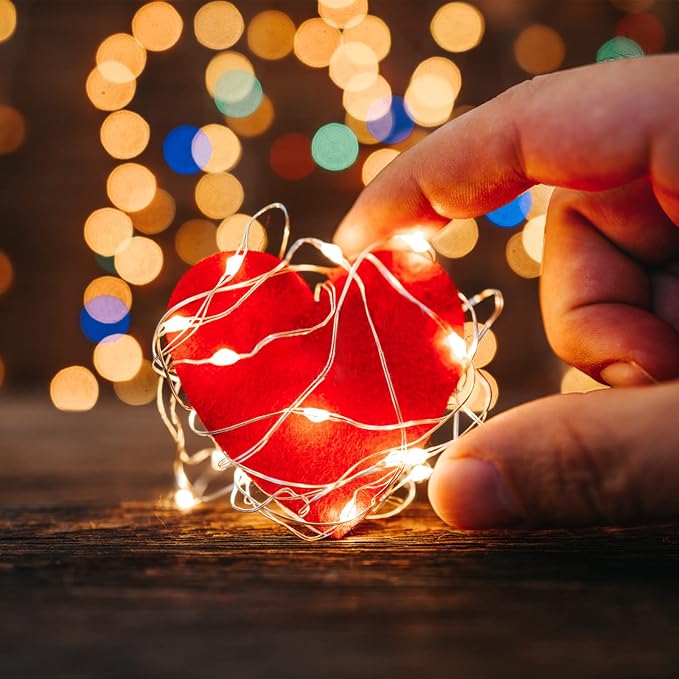 YITING 24 Pack 30 Led Valentine's day Fairy Lights Battery Operated 10.2 FT (3m) Copper Wire LED Mini String Lights Waterproof Warm White Firefly Lights for Wedding Party DIY Jars Gifts Decoration