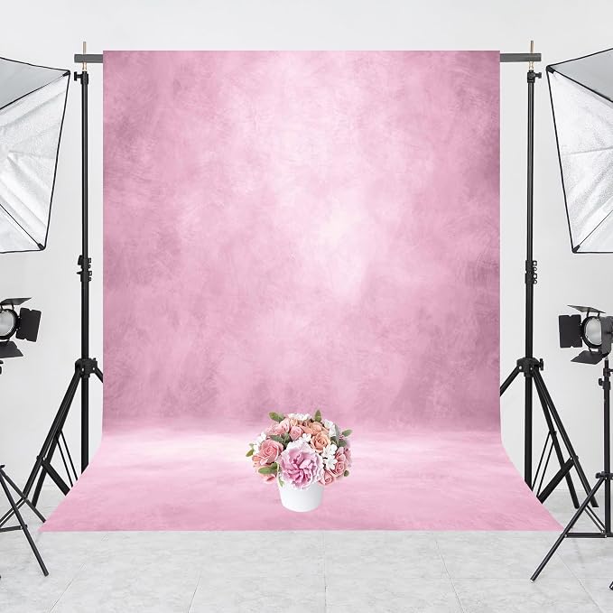 Abstract Professional Photography Backdrop for Portrait Photo Props Booth Background Photoshoot Studio with Polyester Fabric Roller Pocket on Top (8x12ft,Light Pink,No Stand)