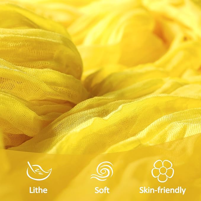 6 Pack Lemon Yellow Cheesecloth Table Runner 10Ft Spring Gauze Cheese Cloth Table Runner 35x120 Inch Boho Sheer Rustic Fabric for Party Decor Baby Shower Wedding Decorations