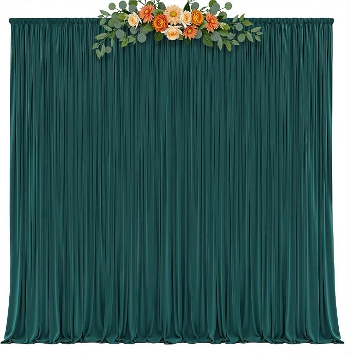 20x8ft Hunter Green Photo Backdrop Curtains for Parties Birthday Wrinkle Free Polyester Photoshoot Curtains Drapes Backdrop for Wedding Baby Shower Graduation Photography Background 4 Panels 5x8FT