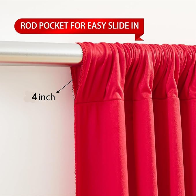 30ft×8ft Wrinkle Free Red Backdrop Curtain for Party, 6 Panels 5×8ft Thick Silky Polyester Red Photo Backdrops Drapes Curtains for Birthday Baby Shower Themed Parties Wedding Photography
