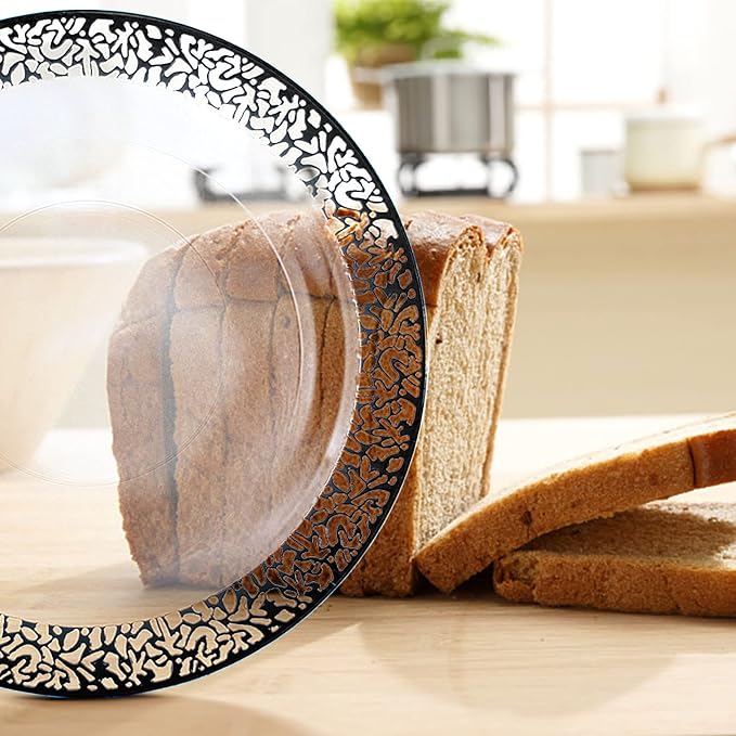 U-QE 10pcs Clear and Black Plastic Plates | 5 Dinner Plate 10.25 '' &5 Dessert 7.5 '' Plate, Premium Party Supplies, Heavy Duty Plastic Plates Disposable