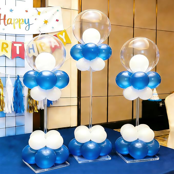 12 Pack Clear Acrylic Balloon Stand Kit, 15.75 Inch Reusable Balloon Sticks Holder With Base Perfect for Tabletop Centerpiece Party Event Decorations (15.75" 12 Pack)