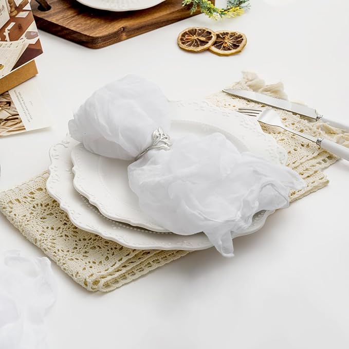 100 Pack White Cheesecloth Napkins Washable 21x21 Inches White Cloth Napkins Set of 100 Dinner Table Napkins for Wedding Cotton Gauze Bridal Baby Shower Rustic Boho Summer Party Table Decor