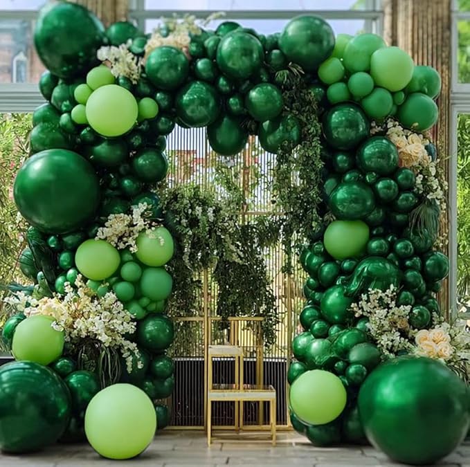 Dark Green Balloon Garland Double Stuffed Emerald Green Balloons Different Size Forest Hunter Balloon Arch Kit for Birthday Graduation Jungle Wedding Bridal Shower Party Decor