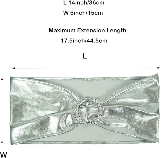 Spandex Chair Sashes Bands 30PCS Stretch Chair Ties Bows with Buckle Slider for Wedding Party Banquet Decoration (Metallic Silver)…