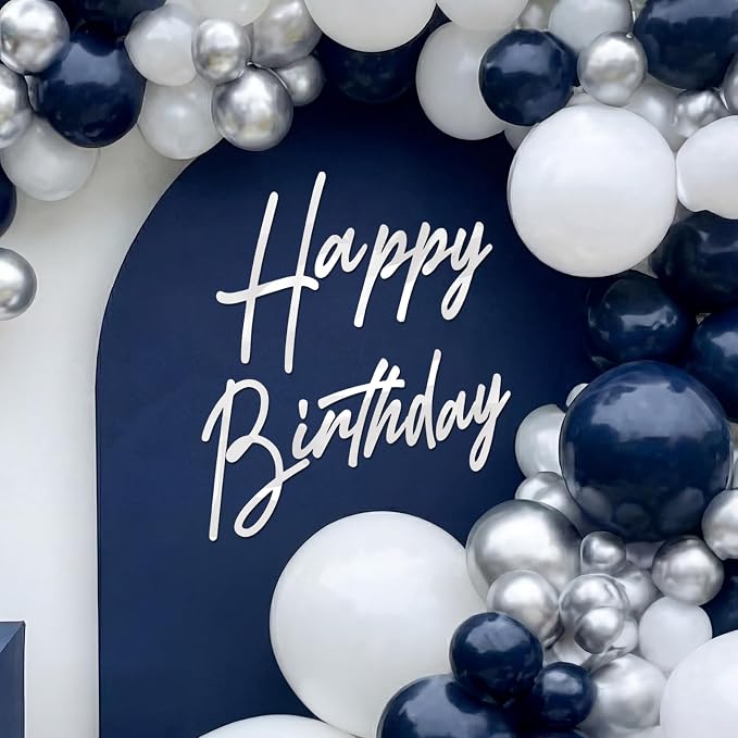Yousoontic Happy Birthday Sign for Backdrop Large Happy Birthday Sticker Letter Acrylic Mirror Decal for Balloon Arch Wall Kpop Party, Peel Off Acrylic Film(23 x 20 Inches,Classic,White)