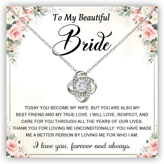 Groom To Bride Necklaces, Groom To Bride Necklace Gifts With Message Card, Groom To Bride Necklace For Wedding Day, To My Bride Necklace, Bridal Shower Necklace Gifts For Bride To Be