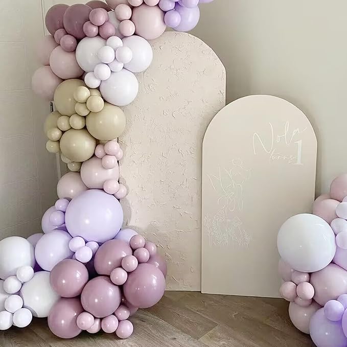 Light Purple Balloons Different Sizes, 18 12 10 5 Inch Double Stuffed Pastel Purple Balloons, Macaron Lavender Purples Balloon Arch for Boho Party, Baby Shower, Birthday, Weddings (LightPurple）