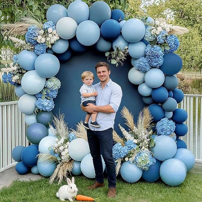 Dusty Blue Balloon Arch Kit, Double Stuffed Dark Light Blue Pastel Latex Balloon Garland for Baby Shower Birthday Bridal Wedding Easter Valentine Party Decoration