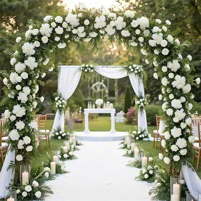 MLMW White Chiffon Fabric Sheer Fabric by the Yard 20 Yards 60" Wide Wedding Arch Draping Fabric Sheer Material for Party Backdrop Curtain Arch Ceiling Decor