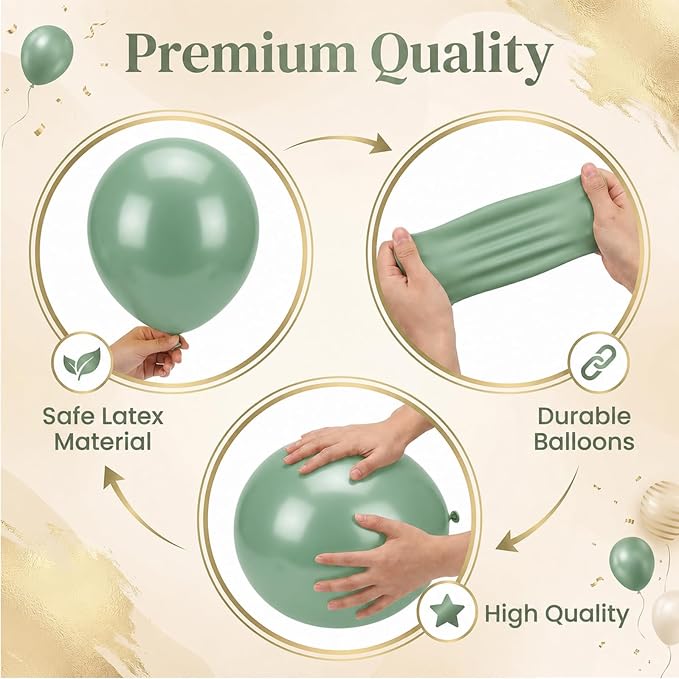 Balloon Column Stand Kit with Balloons, Base and Pole, Balloon Column Kit for Floor or Table Backdrop Decoration for Party Wedding Baby Shower Birthday Graduation (T-Sage Green Gold)