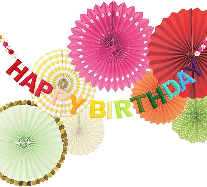 Pre-Strung 3D Felt Happy Birthday Banner - Reusable Rainbow Happy birthday Decorations Sign,Handmade Wool Felt Ball Garland, Pom Pom Garland, Personalized Holiday Sign, Party Decor, Photo Prop