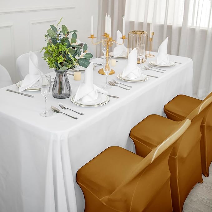 12 PCS Waterproof Stretch Spandex Folding Chair Covers, Dining Room Chair Slipcovers Protector for Wedding, Banquet, Party, Holidays, Celebration and Decoration（Gold）