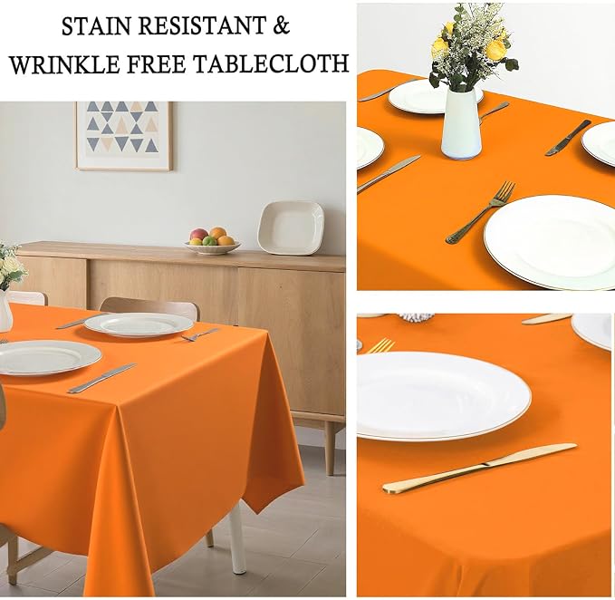8 Pack Orange Tablecloth 60 x 102 Inch Rectangular Orange Table Cloth for 6 Foot Rectangle Tables,Wrinkle Resistant Washable Fabric for Wedding Party Banquet Buffet and Camping
