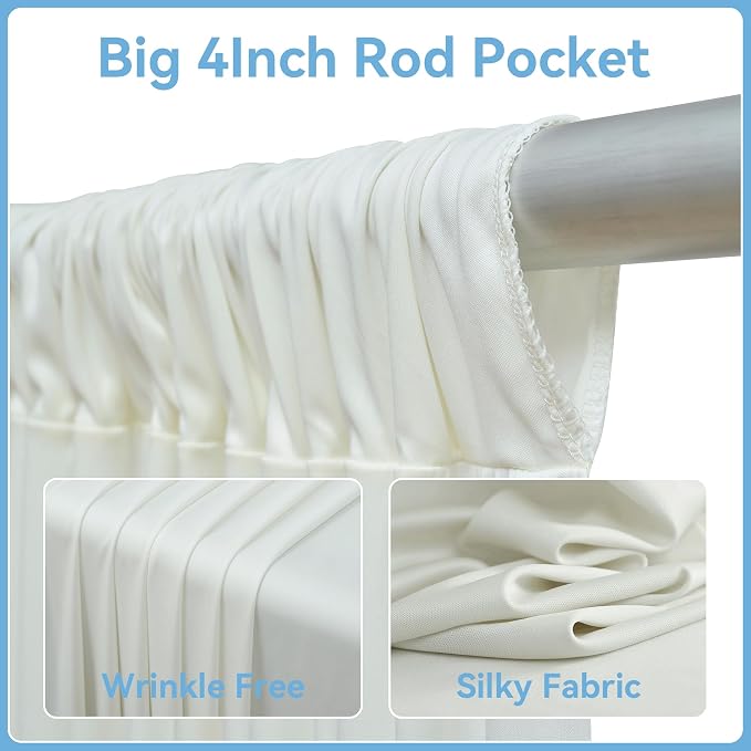 Outpain 30ftx20ft Ivory Backdrop Ceiling Drapes,6Panels 20ft Height Wrinkle Free Tent Draping Curtains, Fabric Drapery Ceiling Drapes for Wedding Ceremony Birthday Theme Parties with Rod Pocket