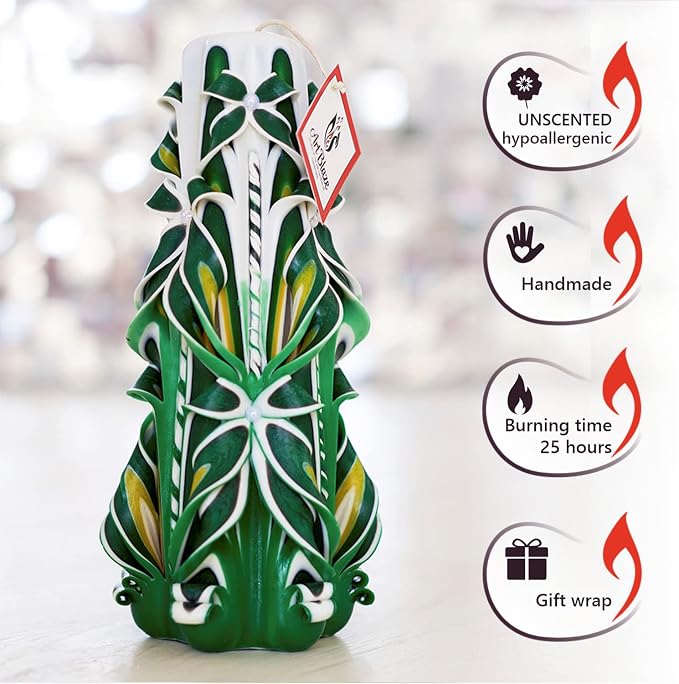 Carved Candles - Handmade Candles Long Burning - Unscented Decorative Candle - Luxury Candles for Home Decor - Birthday Anniversary Romantic Relaxing Mothers Day Gift for Women - Summer Glade