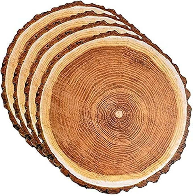 Gift Boutique Disposable Wooden Slice Paper Place Mats 50 Pack 13.5" Round Rustic Brown Wood Slices Charger Place Mat for Farmhouse Tan Table Setting Summer Spring Fall Wedding Dinner Party Decor