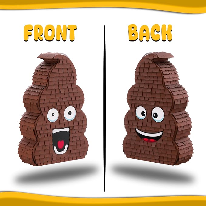 Jergrim Funny Poop Piñata 4-Piece Set perfect for Birthday Parties, Decorations, Emoticon Parties, Fun shape, Great Party Addition for kids, teens, and adults 17”X10” Durable!
