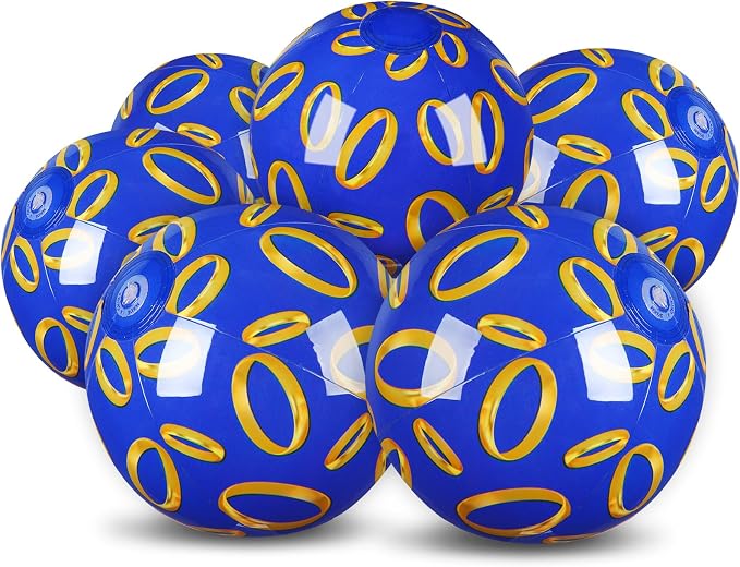 Leyndo 12 Pack Golden Rings Themed Beach Ball for Kids 7.87" Bulk for Summer Pool and Beach Game Gifts and Birthday Party Supplies and End of The Year Class Party Decoration Favors