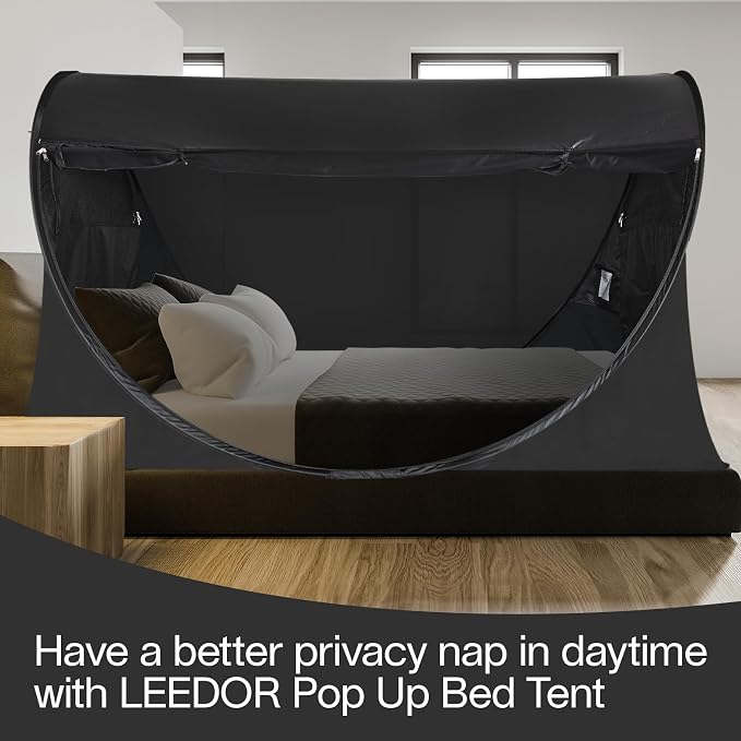 LEEDOR® Bed Tent Dream Tent Bed Canopy Shelter Cabin Sleeping Tent Indoor Pop Up Privacy Warm Breathable Mosquito Mesh Twin/Full/Queen for Kids and Adult (Mattress Not Included)