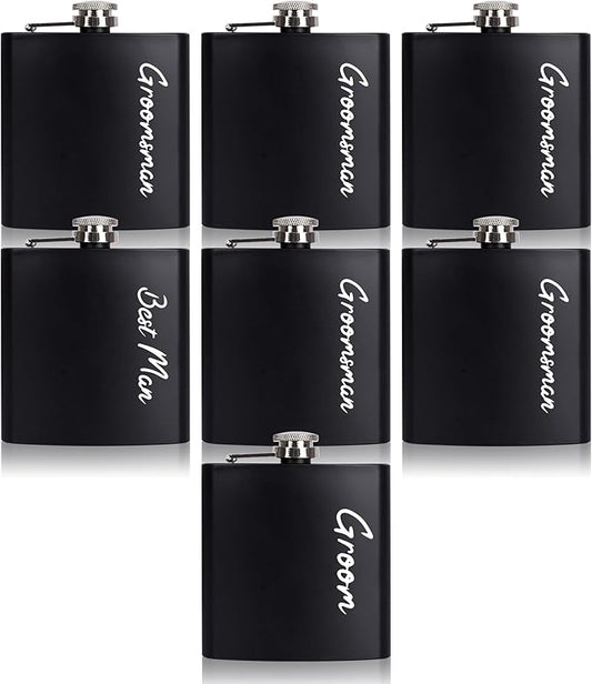 TEAM GROOM Groomsmen Gifts Hip Flasks for Liquor for Men 7 Pcs Grooomsmen proposal Bachelor Party Favors(WD-H)
